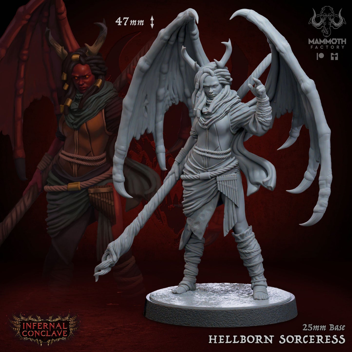 Hellborn Sorceress - Winged Tiefling