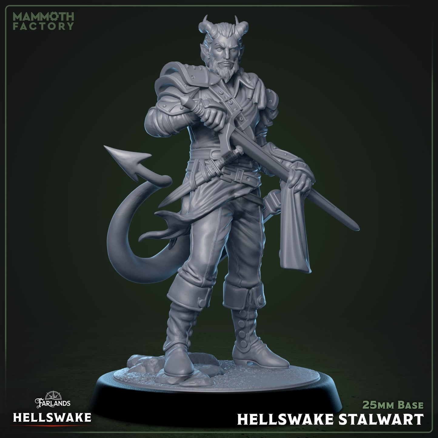 Hellswake Stalwart (male Tiefling swordsman)