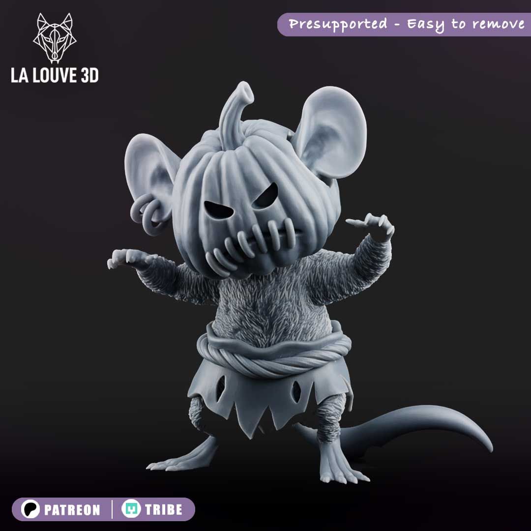 Mouse with pumpkin head