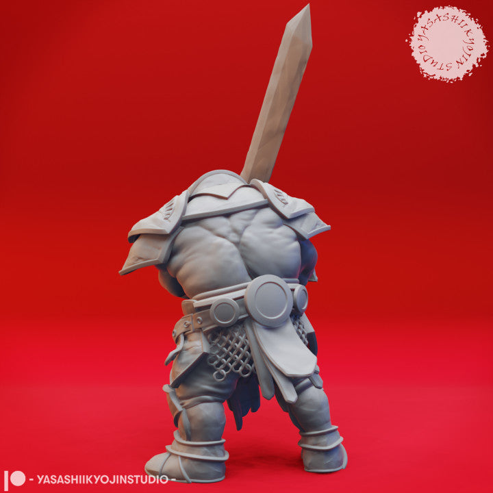 Fire Giant Attacking Swordsmen