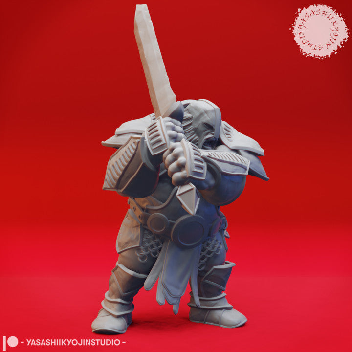 Fire Giant Attacking Swordsmen