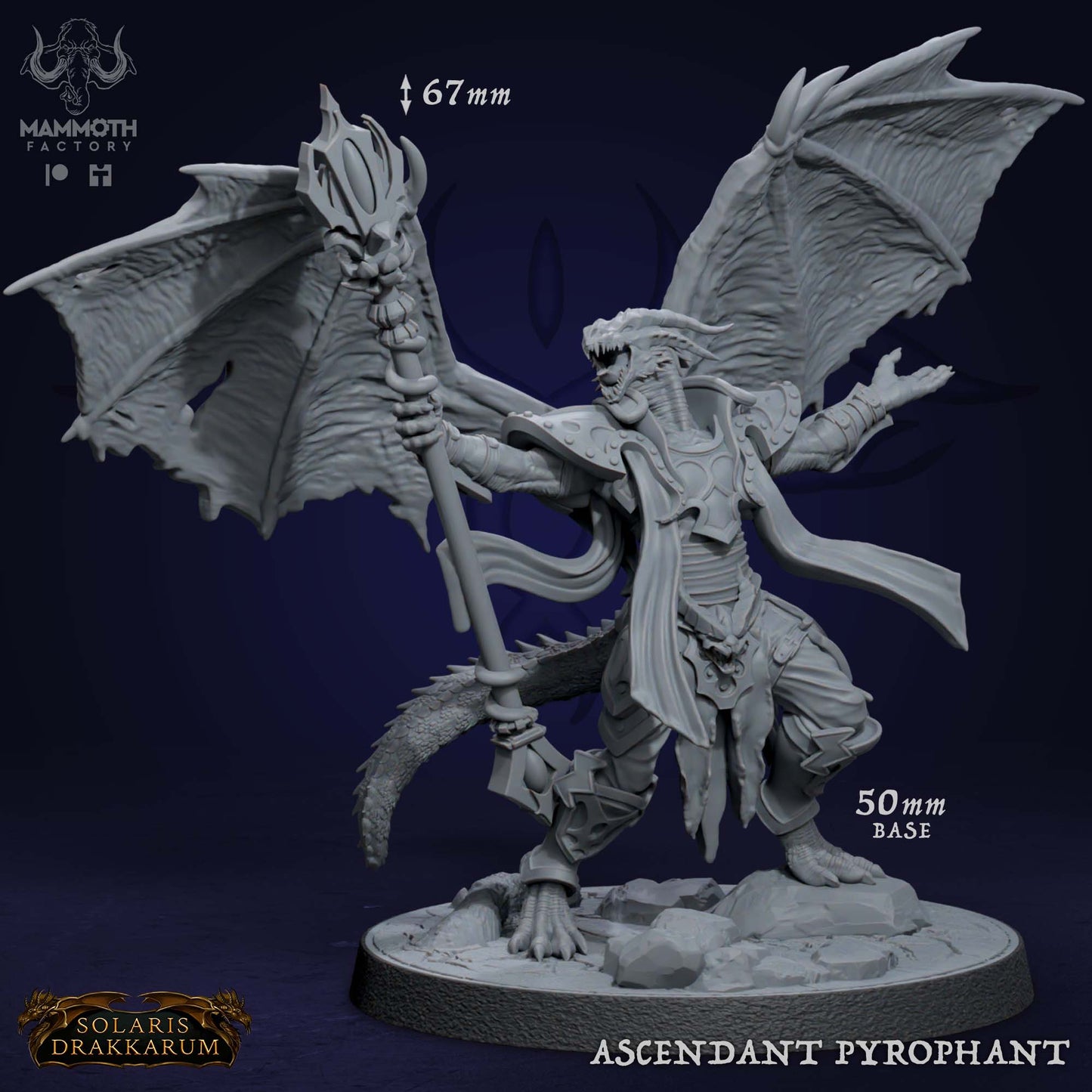 Ascendant Pyrophant - Winged Dragonborn Spellcaster