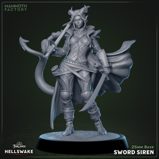 Hellswake Sword Siren (female Tiefling Bladesinger)