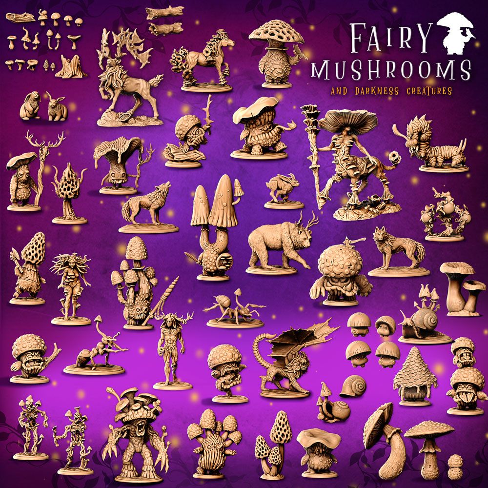 Fairy mushrooms and darkness creatures